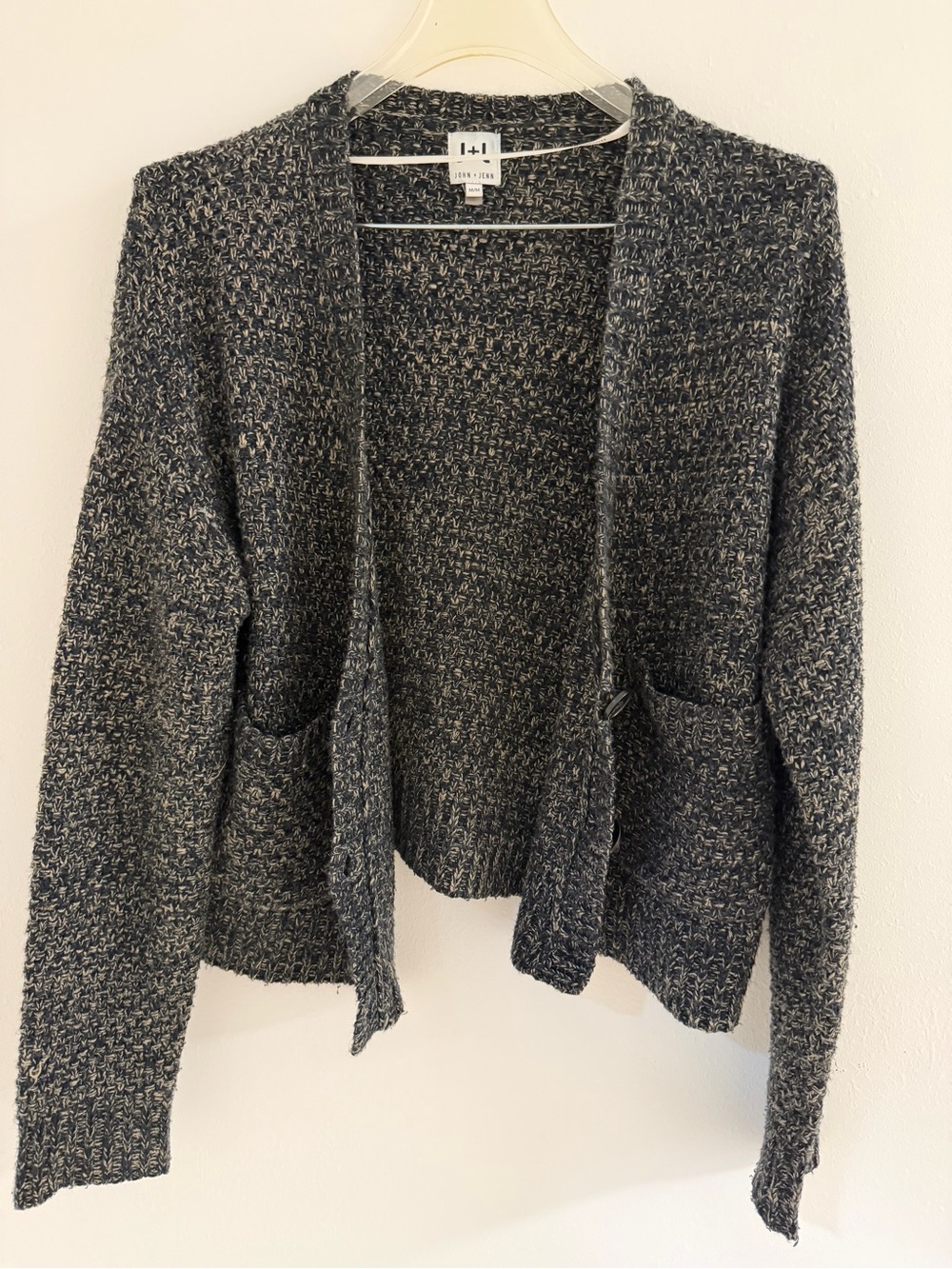 John + Jenn Charcoal Marled Open Knit Cardigan